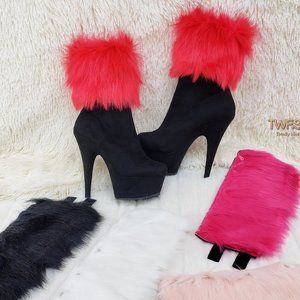5 Color Changeable Fur Collar 6" Heel Ankle Boots